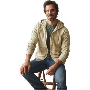 American Giant Lightweight Hoodie Mens M Buckwheat Full Zip Sweatshirt USA NEW